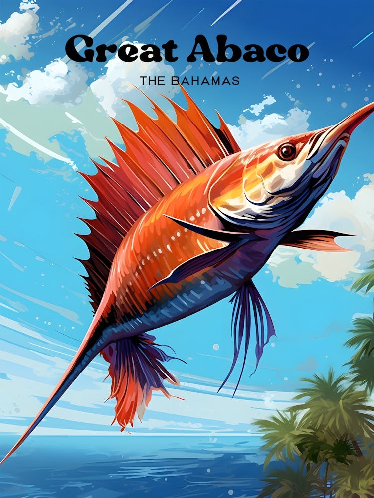 Great Abaco The Bahamas Island Modern Travel Illustration