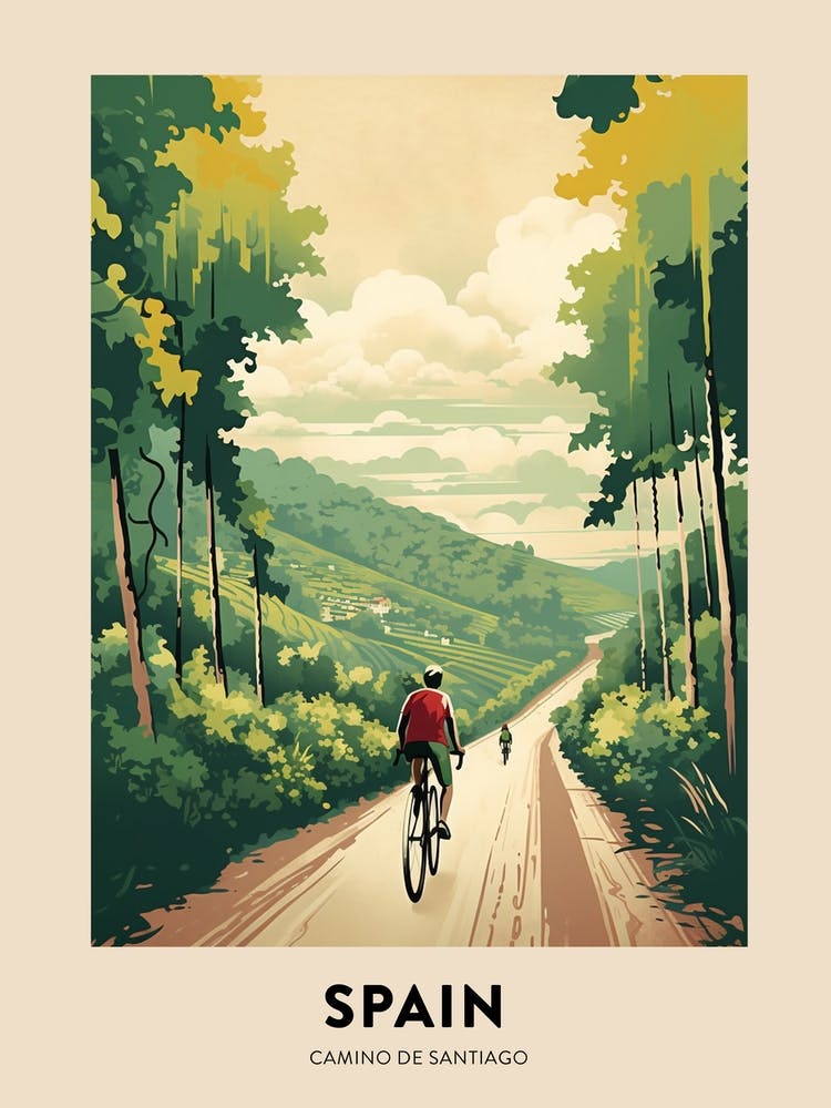 Camino De Santiago Spain 1 Vintage Hiking Travel Poster