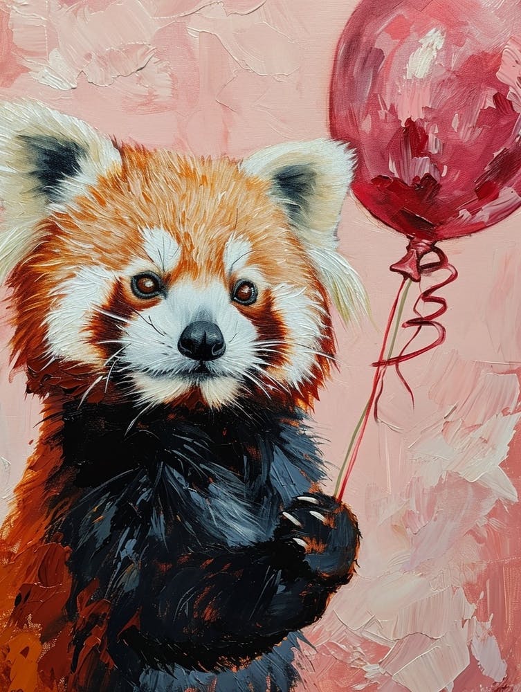Cute Red Panda 7 With Balloon