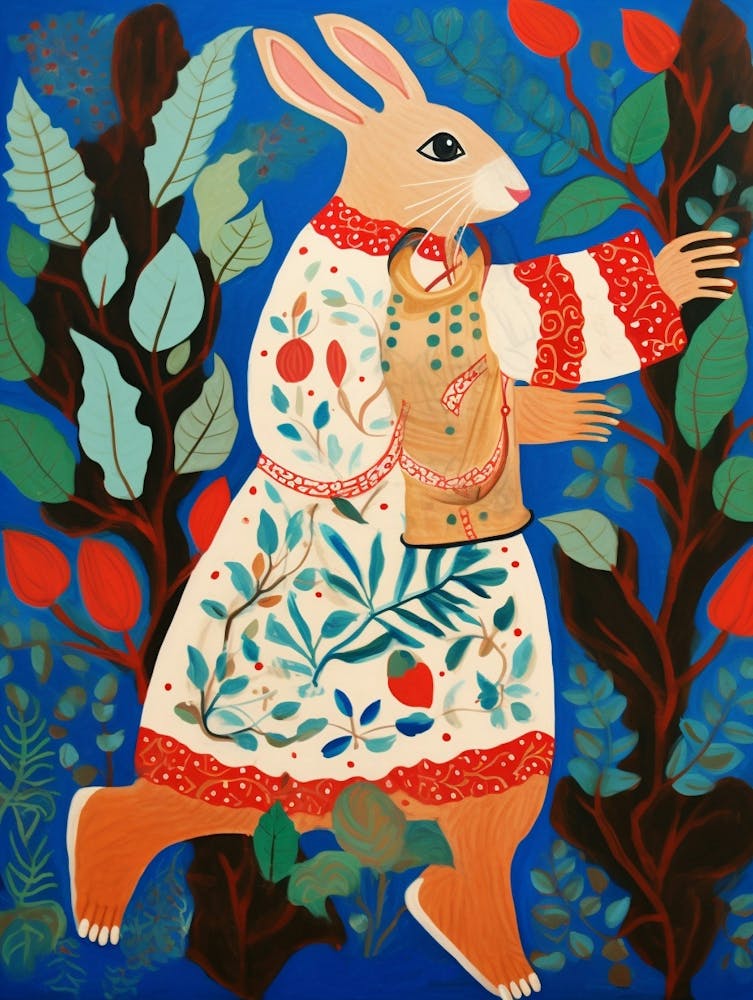 Maximalist Animal Painting Rabbit 1