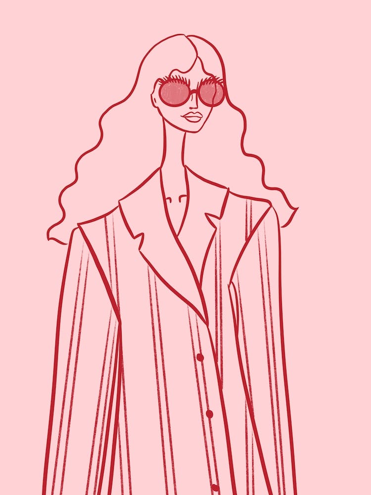 Fashion Girls Line Art