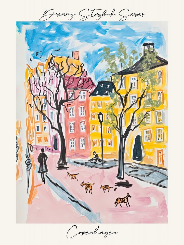 Poster Of Copenhagen, Dreamy Storybook Illustration 1