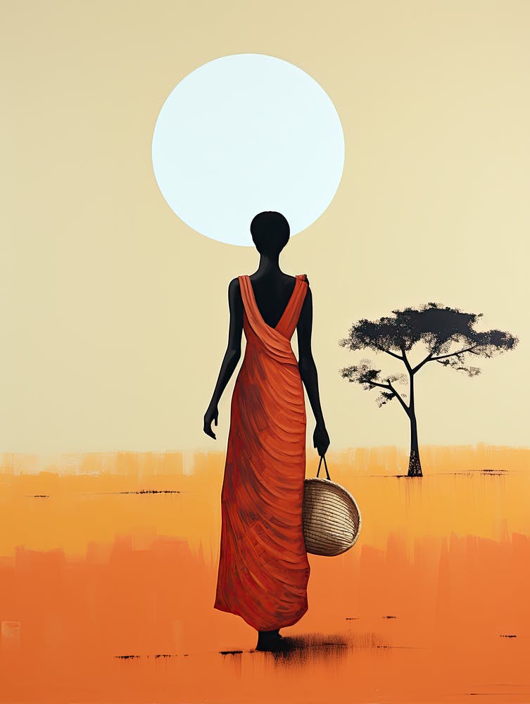 African Woman With Basket | Boho Style