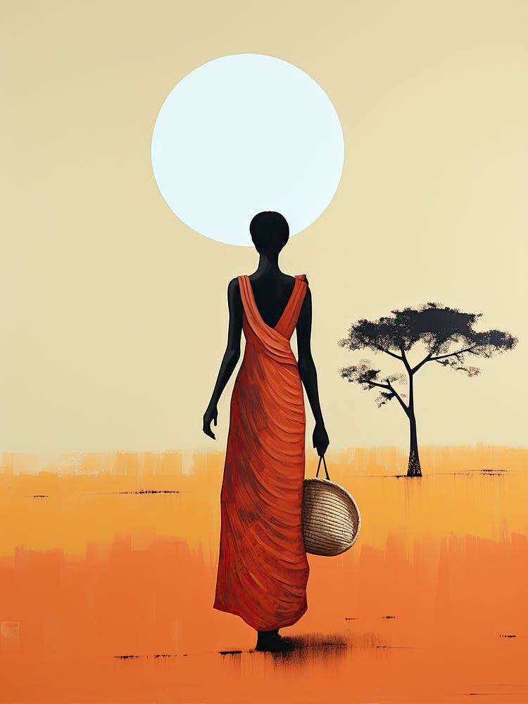 African Woman With Basket | Boho Style