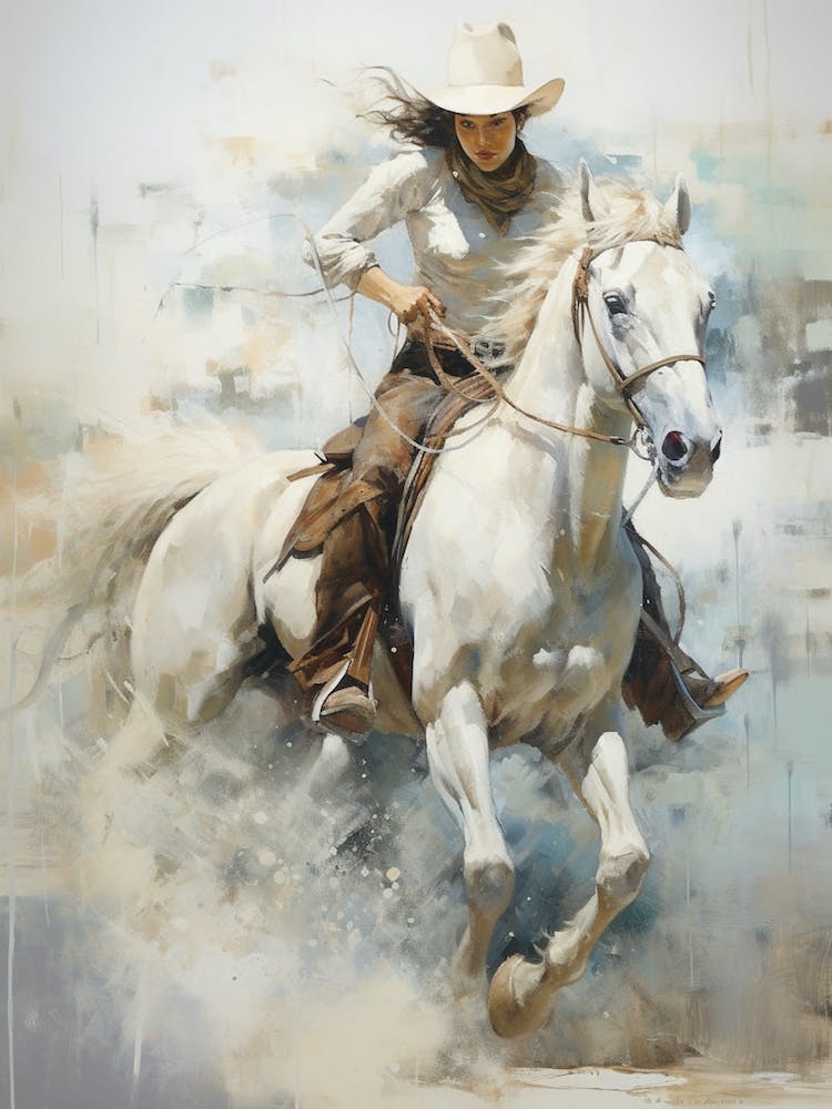  Cowgirl Rodeo White Horse 