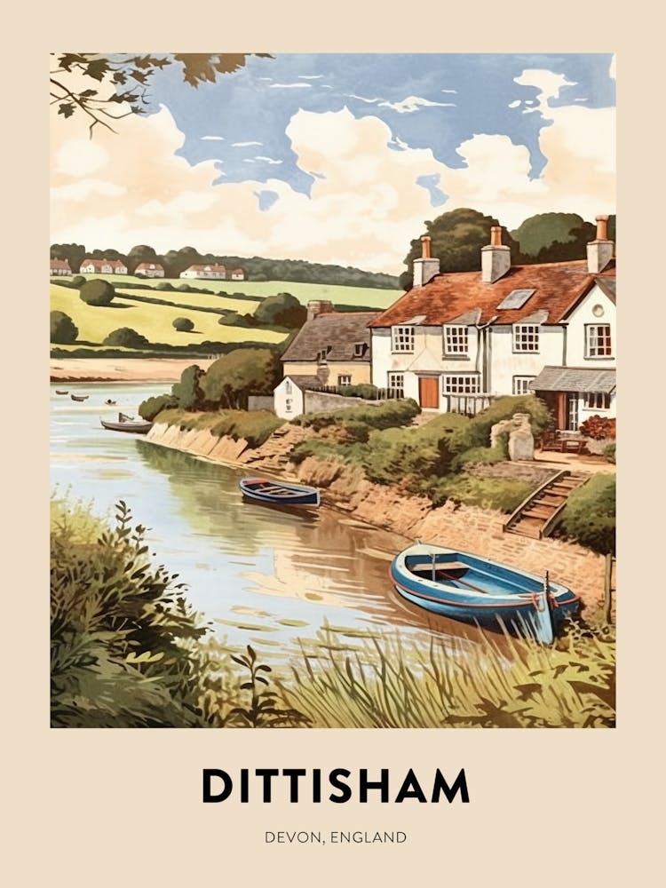 Devon Affiche de voyage vintage Dittisham 2