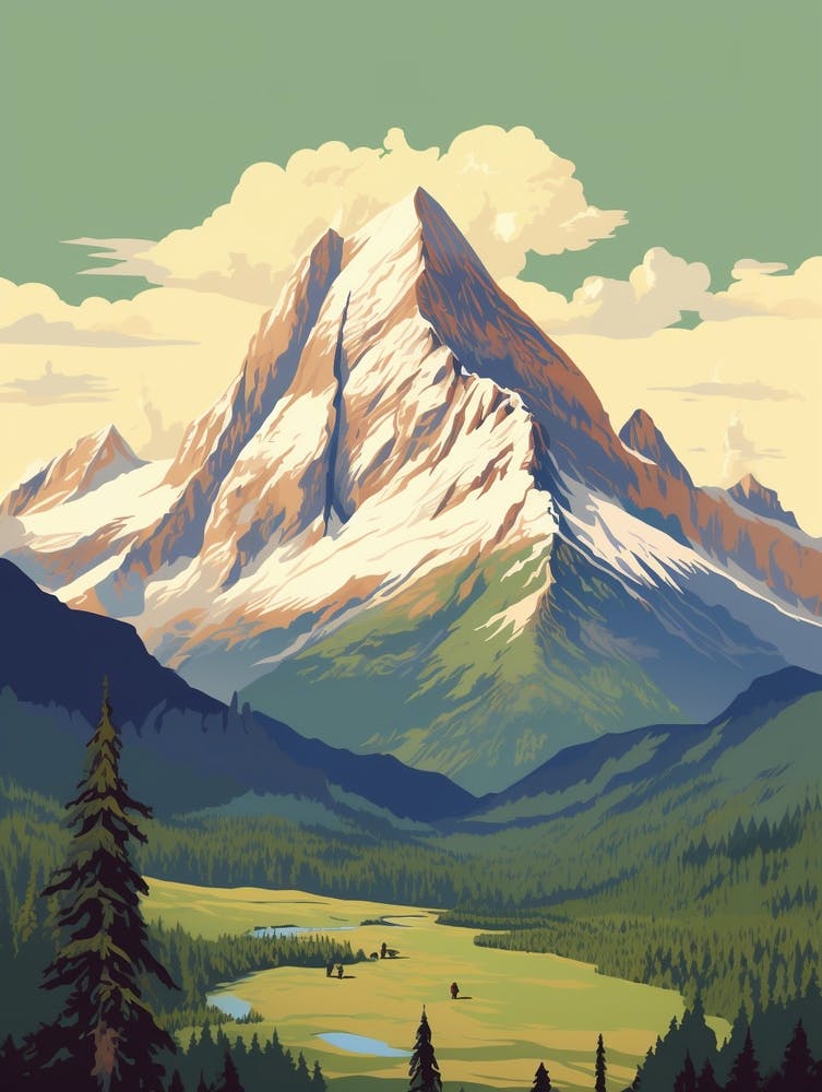 Mount Robson Provincial Park Canada 2 Vintage Travel Illustration