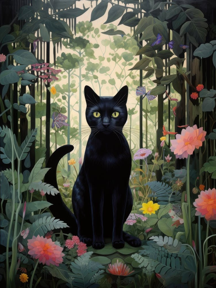 Black Cat In The Forest