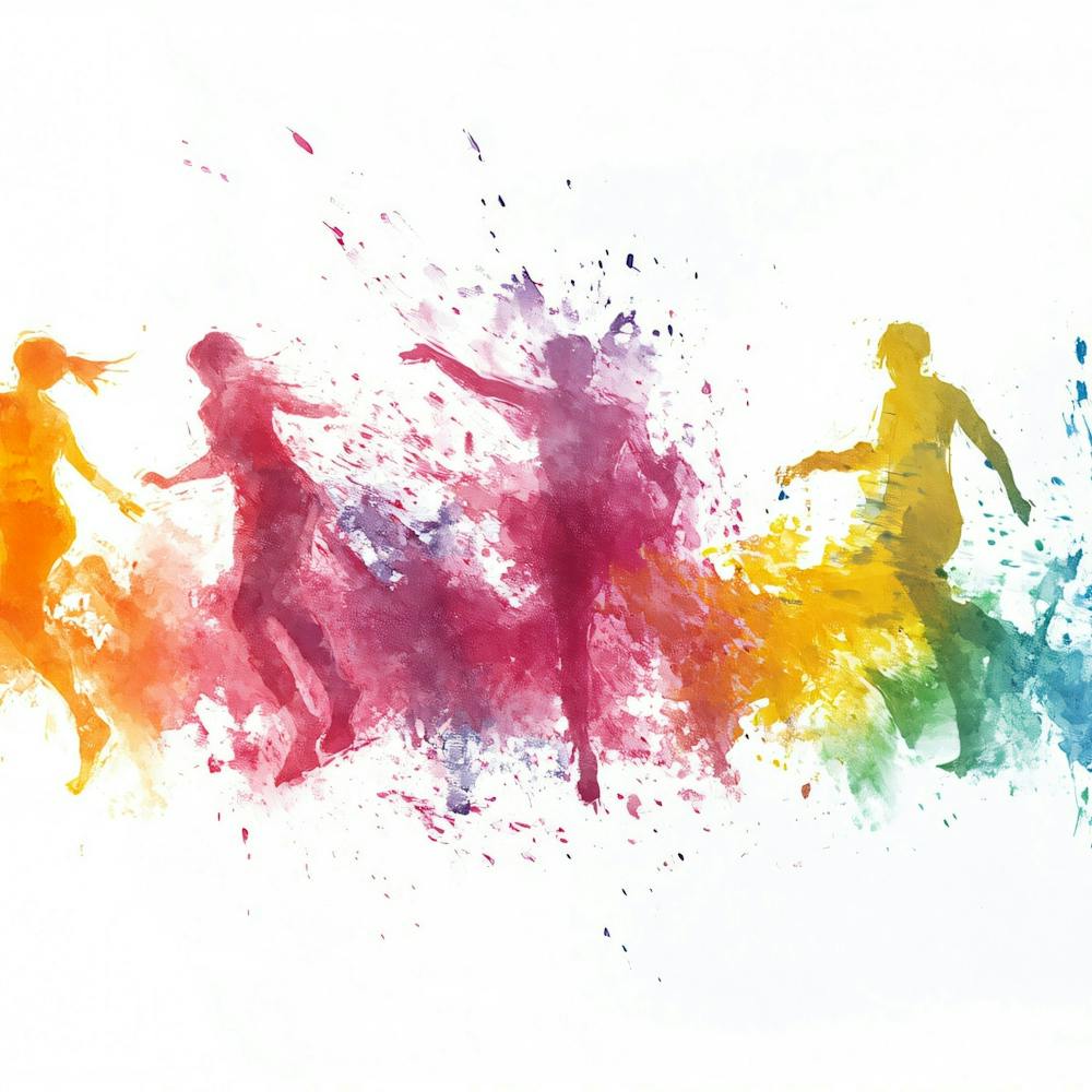 Silhouettes Of People Running