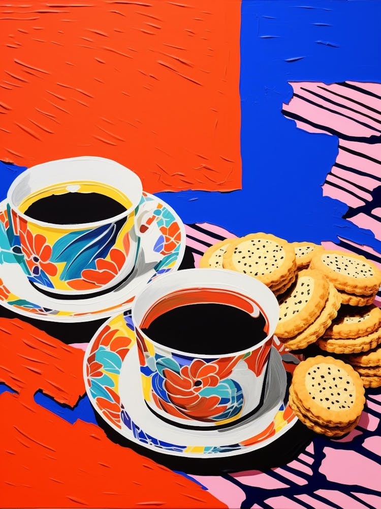 Coffee & Biscuits Oil Painting Style