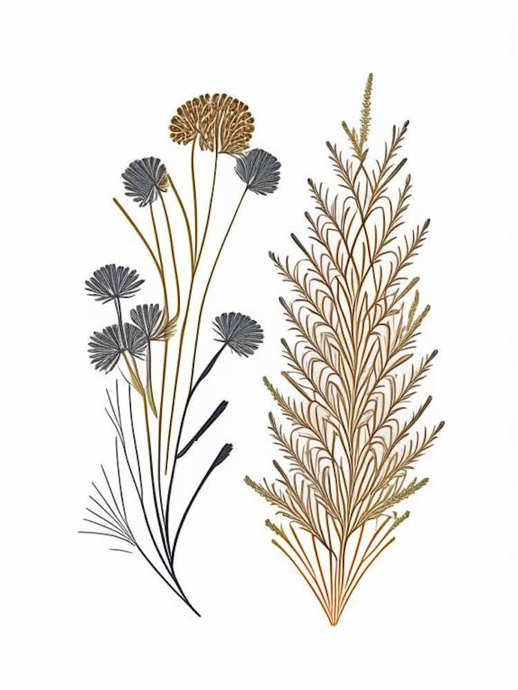 Caraway Seeds Spices And Herbs Minimal Line Drawing 3
