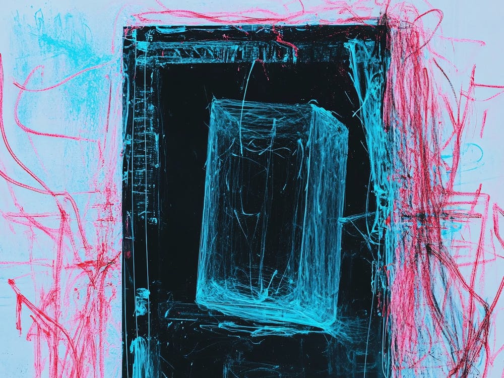 'The Door' Pink, Blue and Black