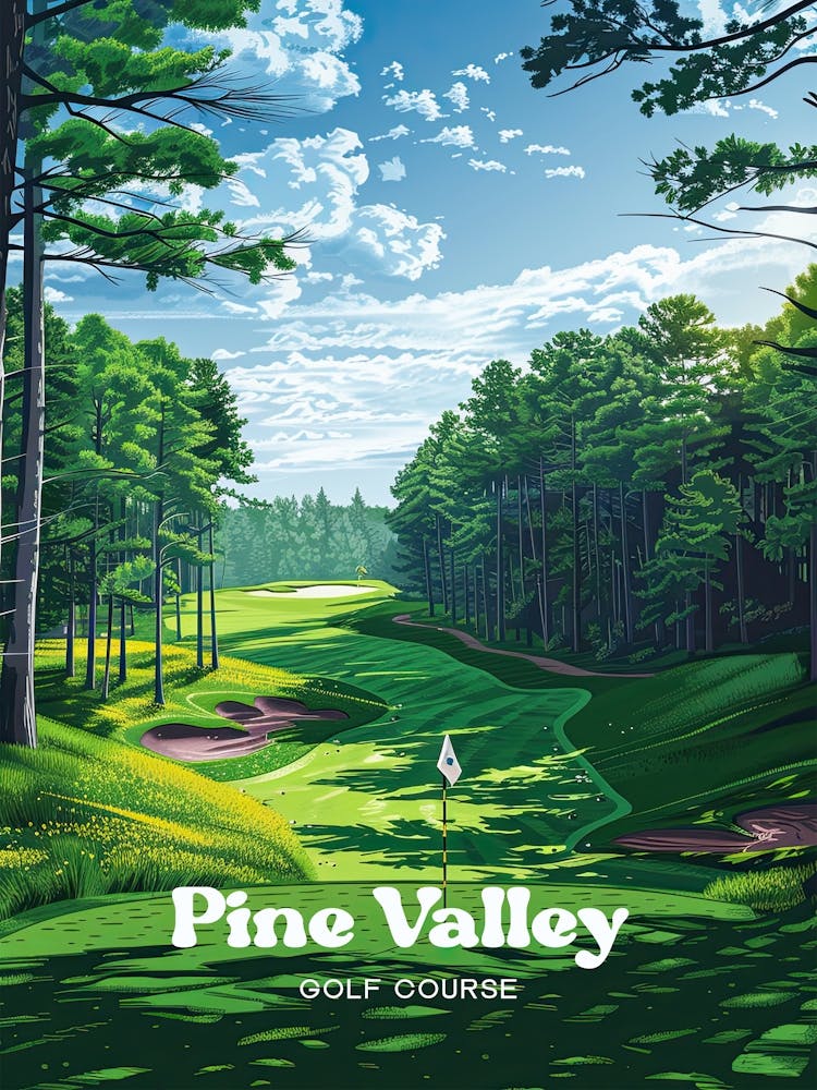 Pine Valley Golf Club New Jersey Travel Illustration