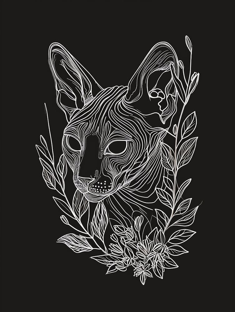 Sphynx Cat Minimalist Illustration 4