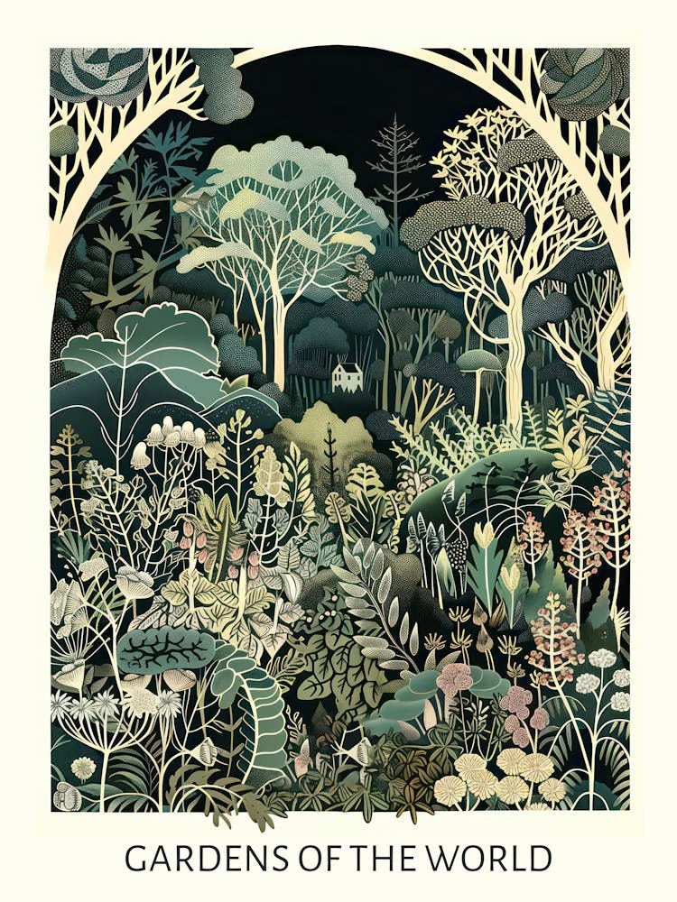 Gardens Of The World 6 Vintage Art Nouveau Botanical 