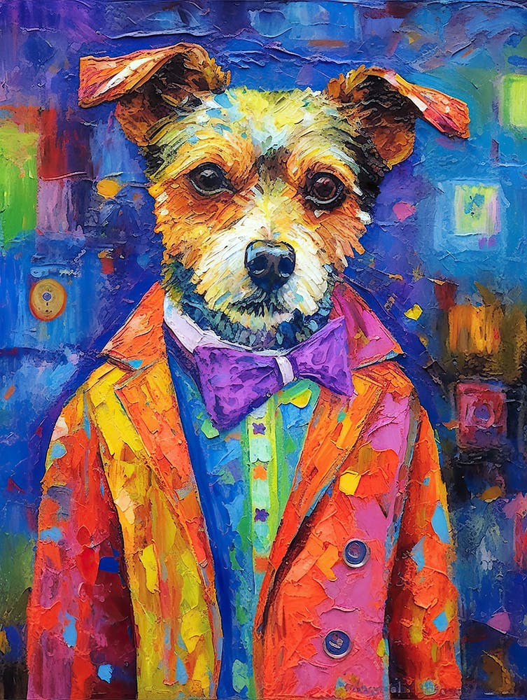 Purrsonal Elegance; Dog Inspired Oil Art