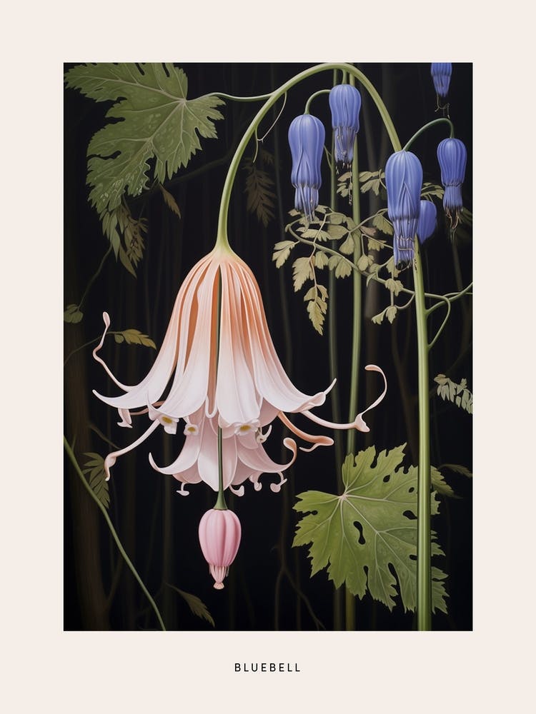 Flower Illustration Bluebell 3 Poster