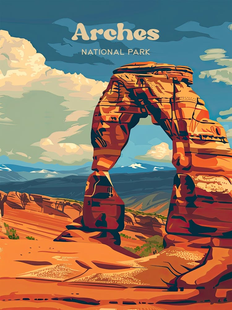 Arches National Park Delicate Arch Art Illustration