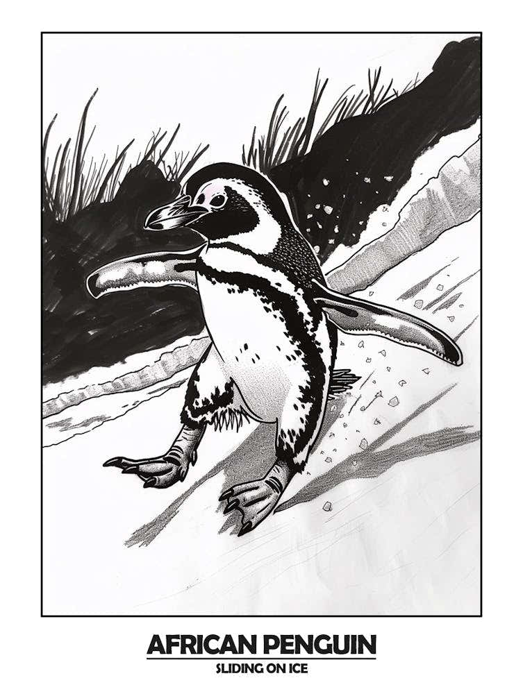 Penguin Sliding On Ice Poster 1