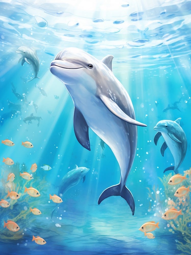 Happy Dolphin In Ocean 1