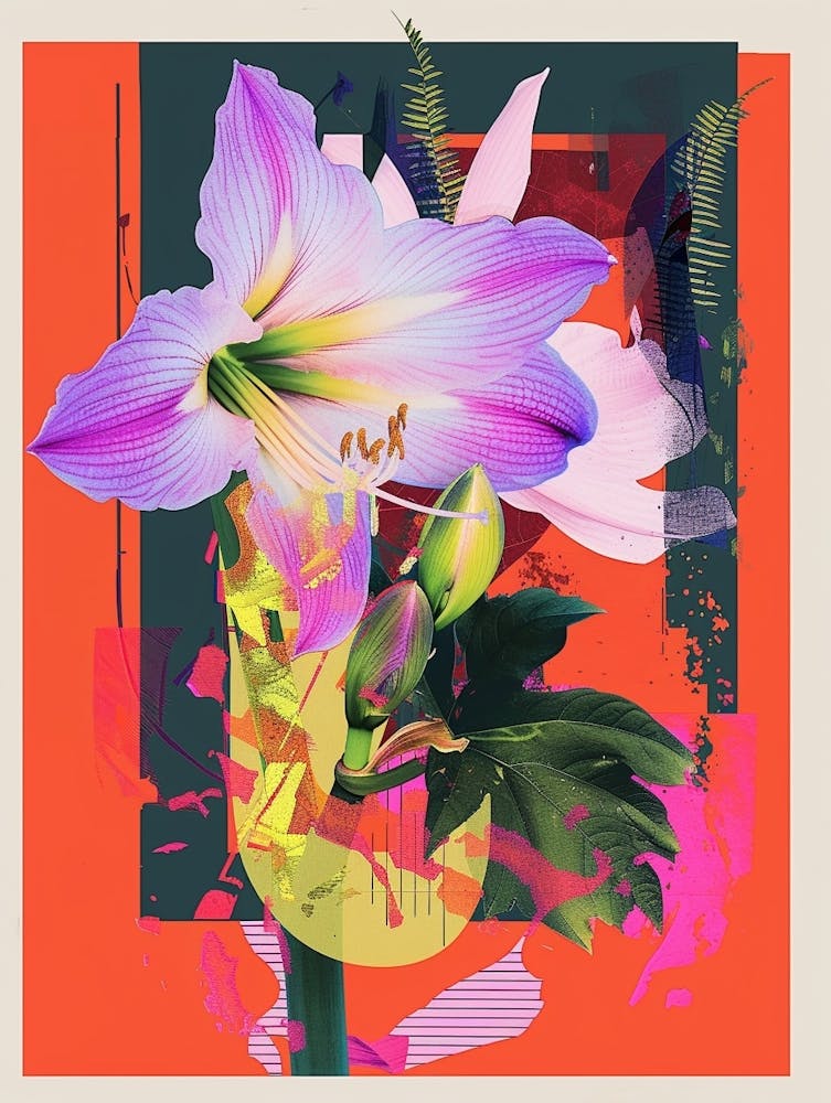 Amaryllis 2 Neon Flower Collage