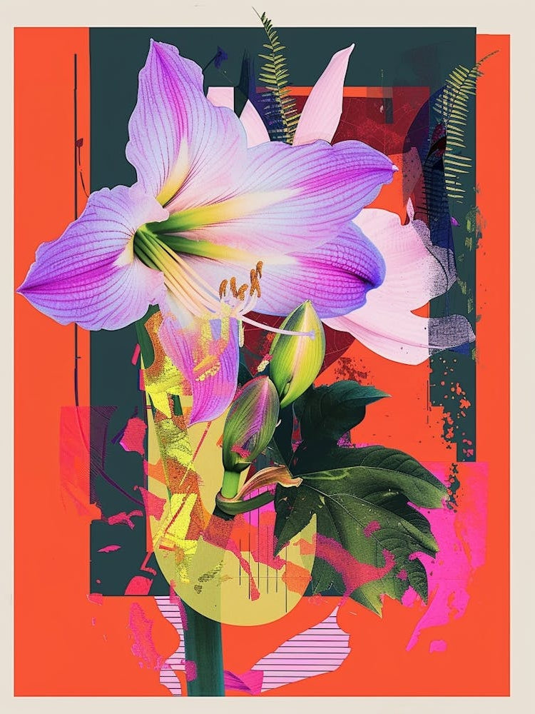 Amaryllis 2 Neon Flower Collage