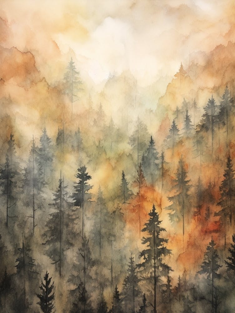 Autumn Forest Landscape Sequoia National Park United States