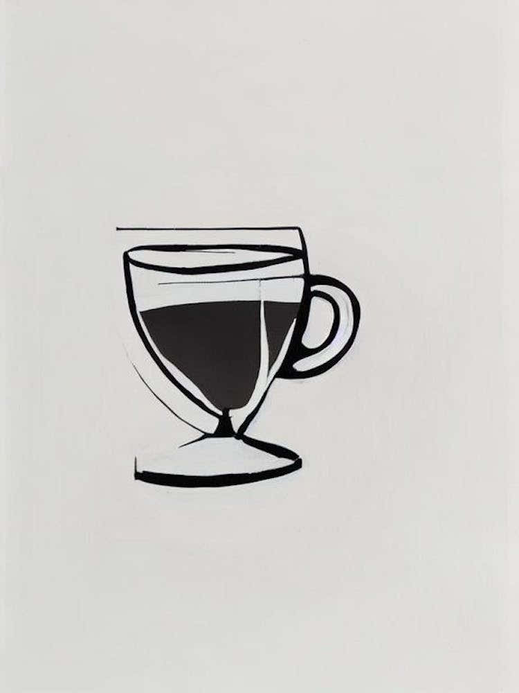 Coffee Cup Picasso Line Drawing Cocktail Poster
