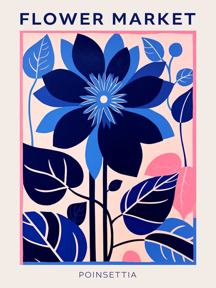 Blue Flower Market Poster Poinsettia