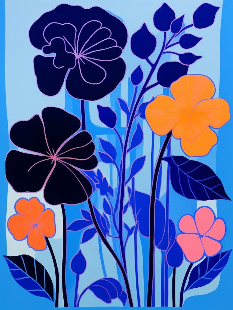 Blue Flower Illustration Nasturtium 2