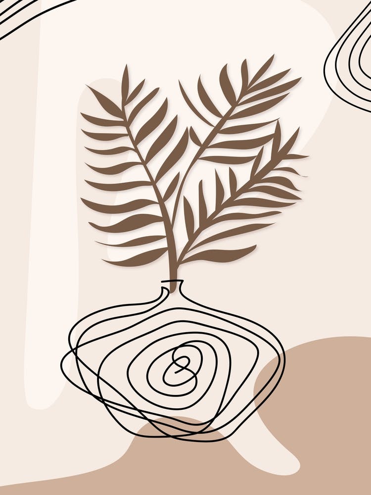 Botanical Line Art Beige Boho 1