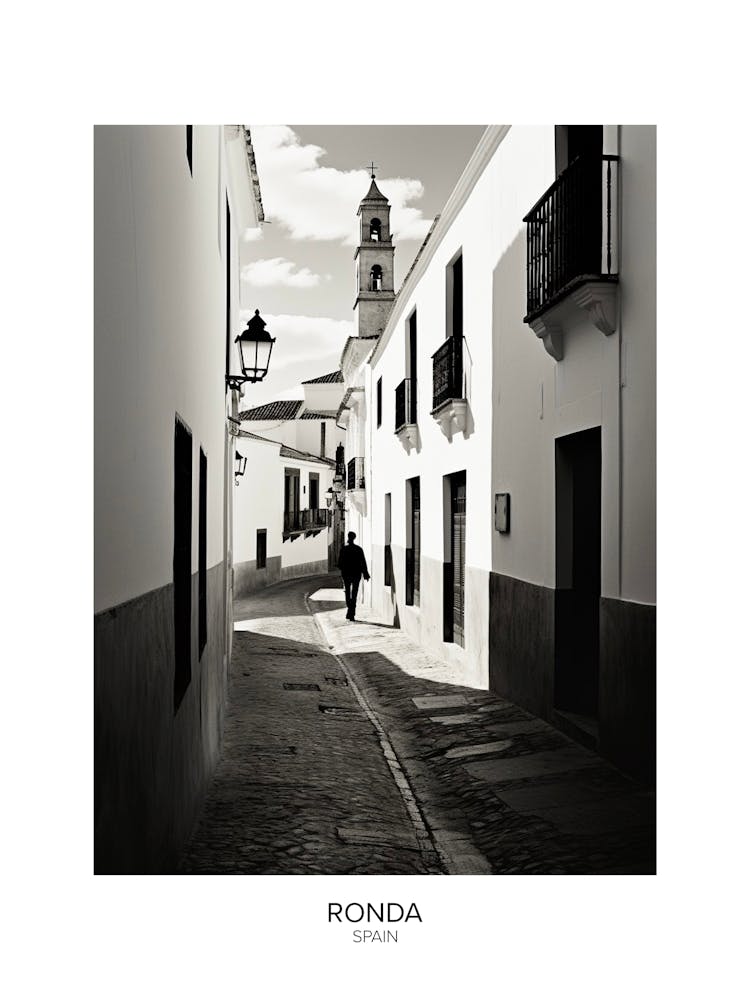 Poster Of Ronda, Spain, Black And White Analogue Photography 4
