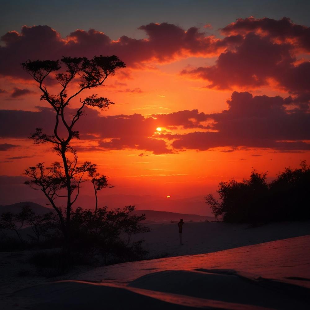 Sunset In White Sand Dunes