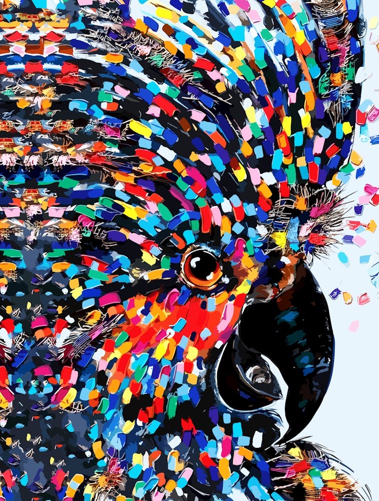 Farbenfroher abstrakter Papagei Lebhafte tropische Vogel Wandkunst in expressionistischen Pinselstrichen