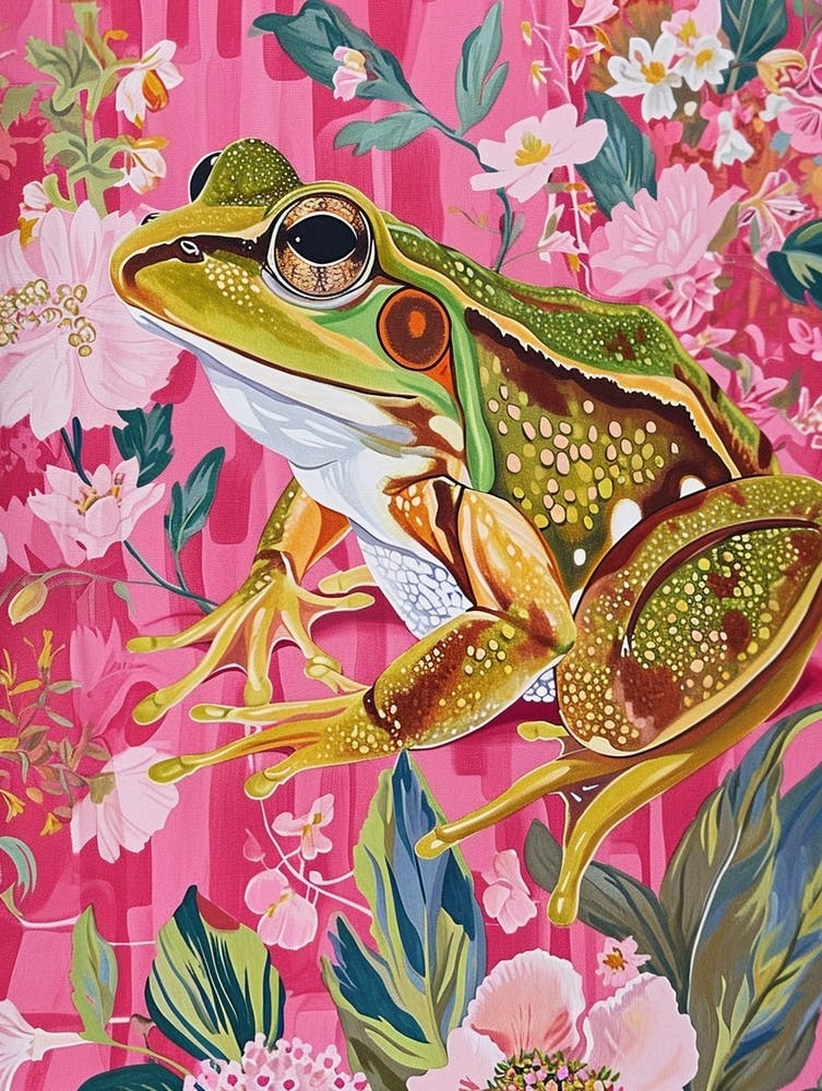 Floral Animal Painting Frog 4