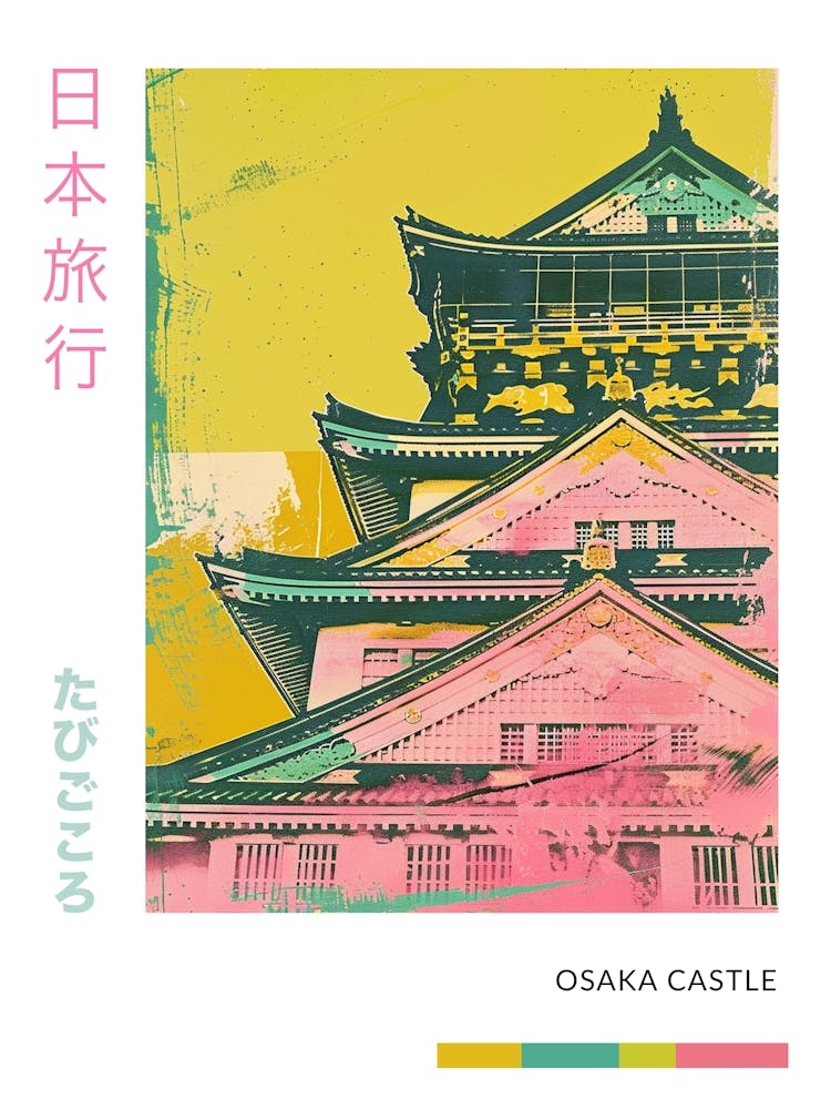 Osaka Castle Duotone Silkscreen Poster 1