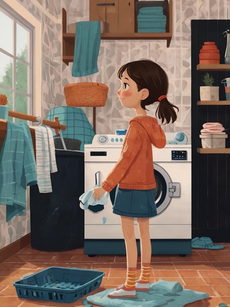 Girl In The Laundry Room