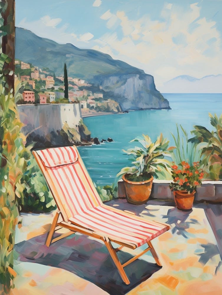 Sun Lounger By The Pool In Amalfi Coast Italy