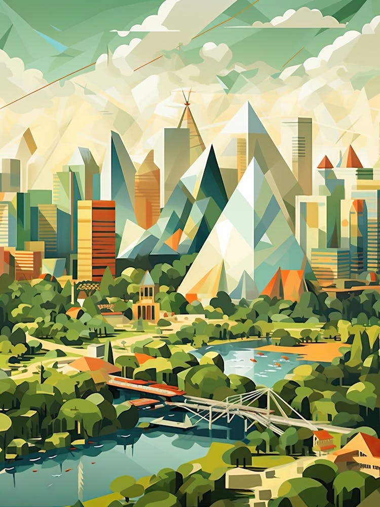 Beijing, China, Geometric Illustration 2