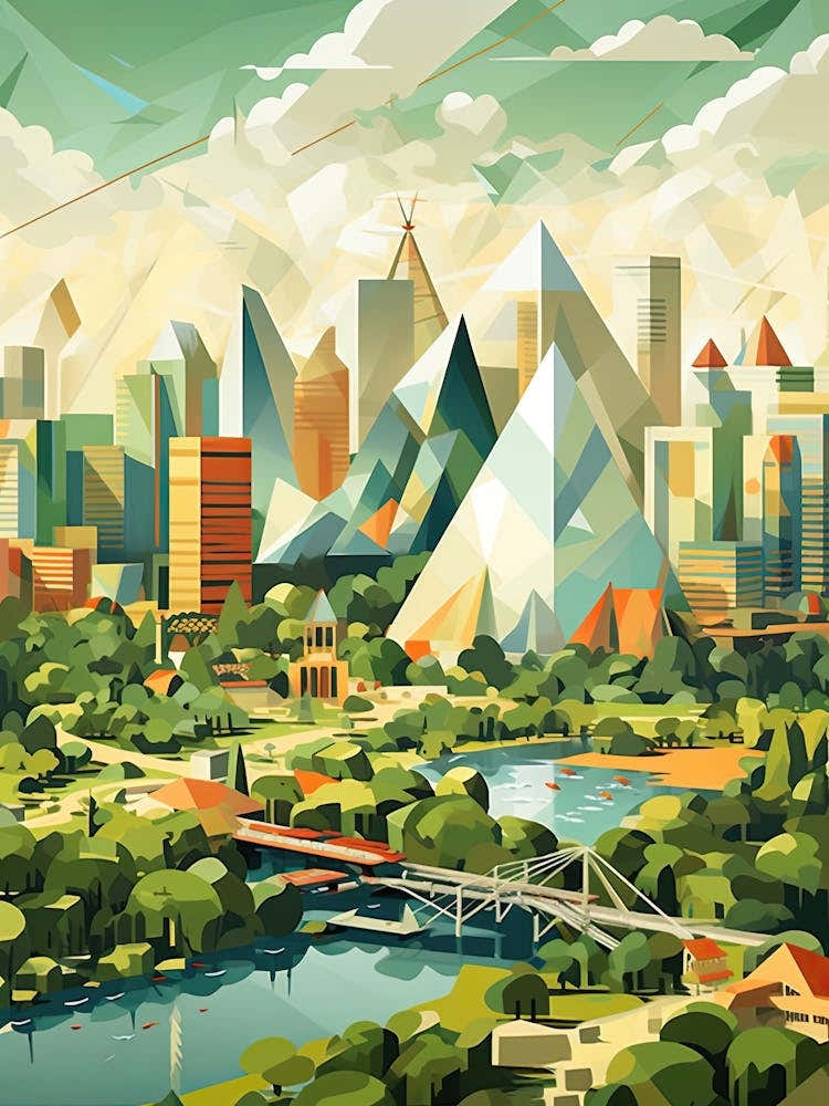 Beijing, China, Geometric Illustration 2