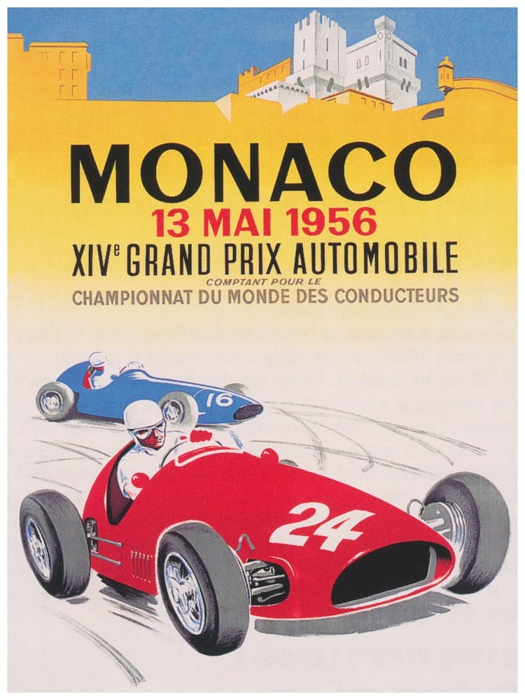 Monaco Grand Prix Automobile 1956 Vintage Poster