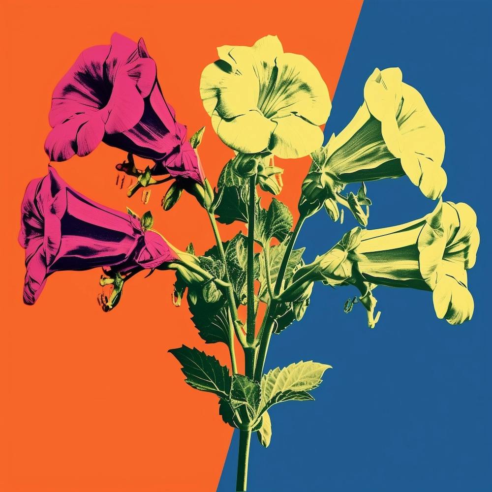 Andy Warhol Style Pop Art Flowers Canterbury Bells 3 Square