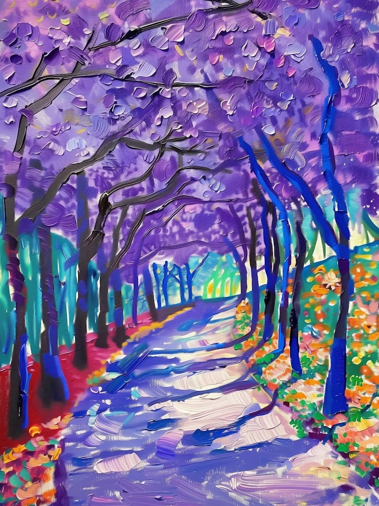 Jacaranda Blossoms Tree Oil Painting 2