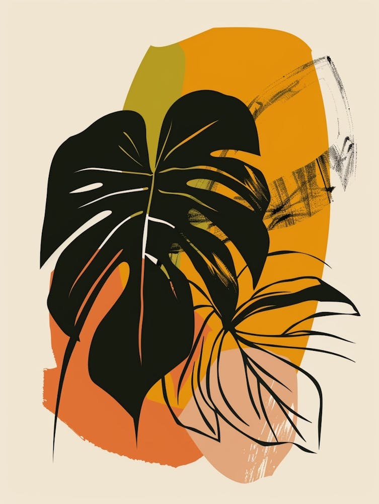 Monstera Plant Minimalist Illustration 3