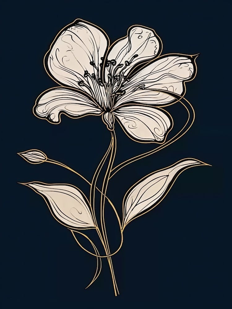 Lilies Line Art Flowers Illustration Neutral 1