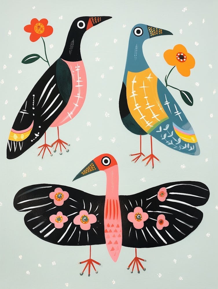 Peinture d'Oiseau Style Folklorique Albatros