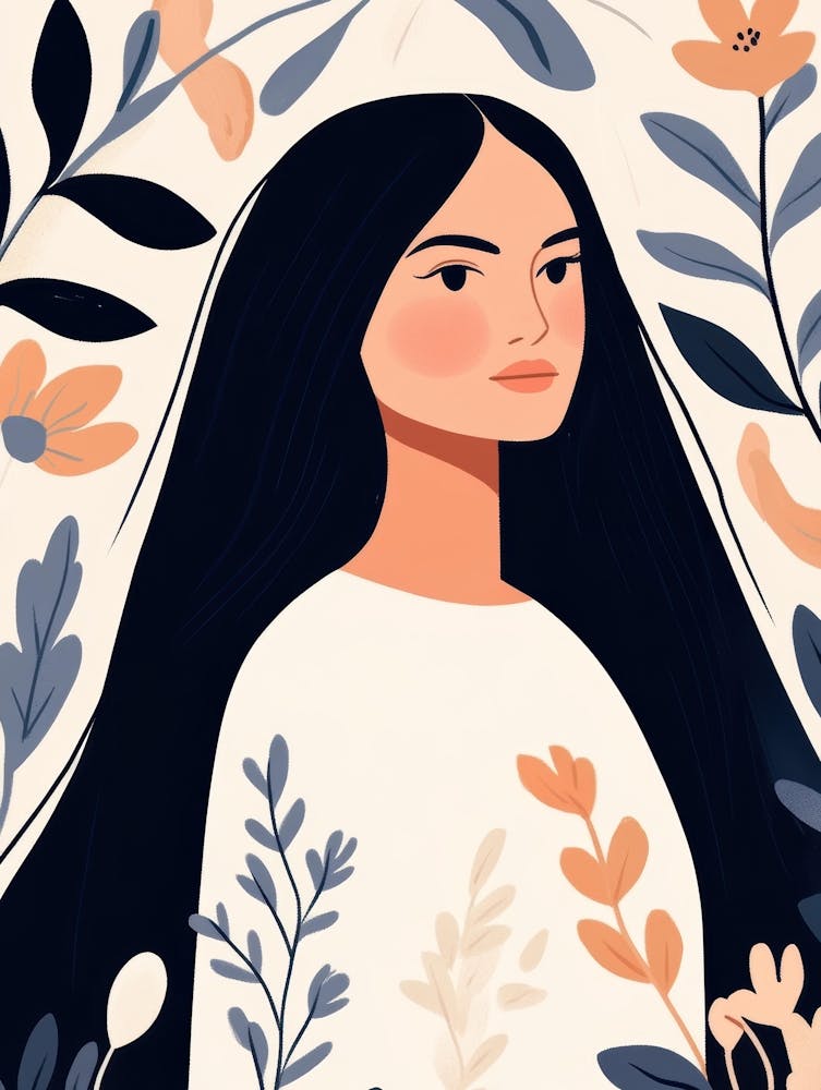 Illustration Of A Woman With Long Hair 1