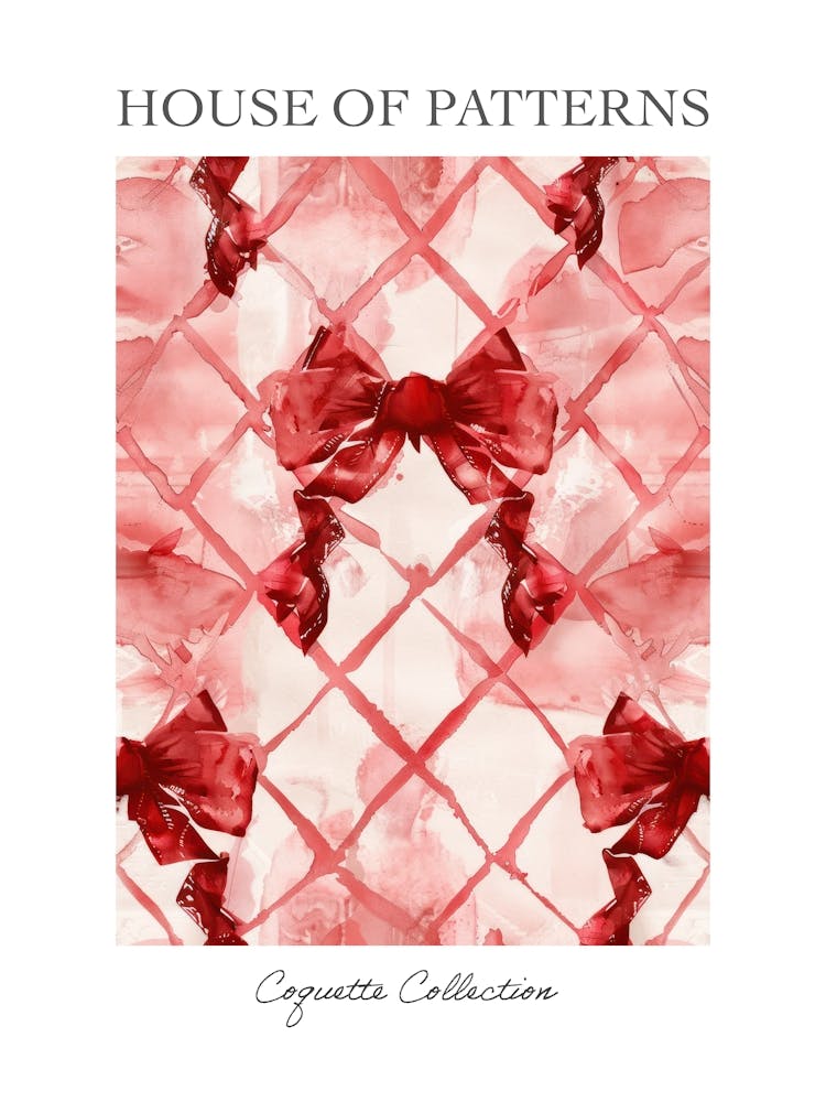 Dark Red Bows 3 Pattern Poster