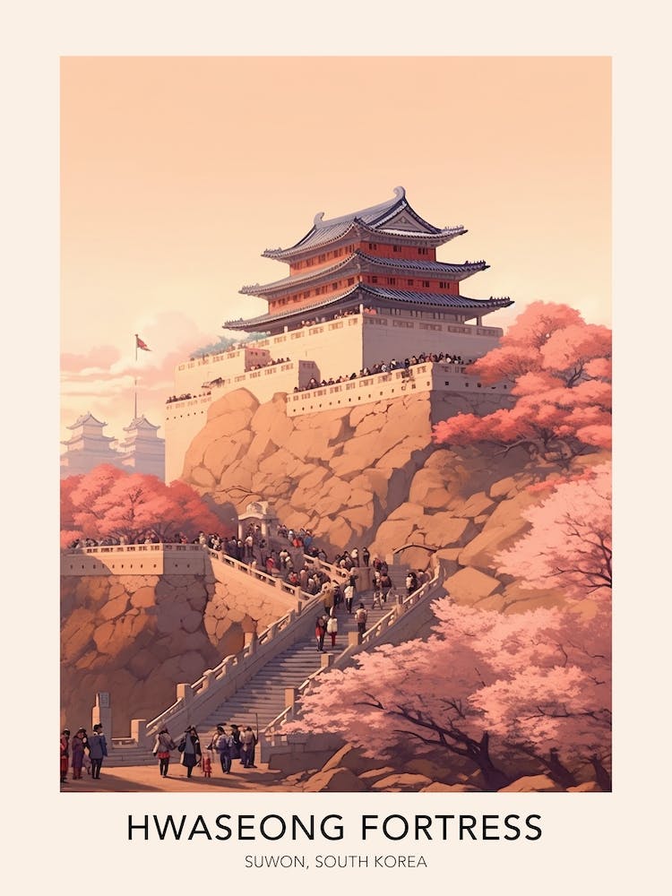 Hwaseong Fortress Suwon South Korea Travel Poster