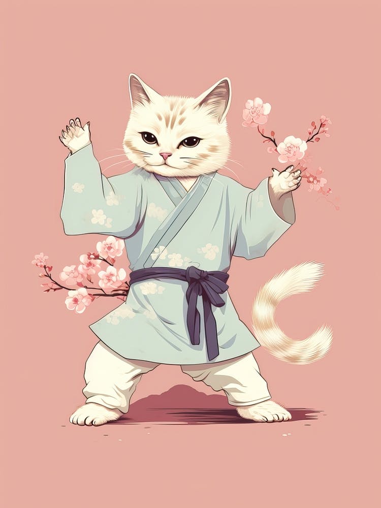 Kawaii Cat Drawings Tai Chi 4
